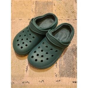 Classic Teal Winter Rubber Slip-on Clogs with Plush Lined Footbed Womens 11